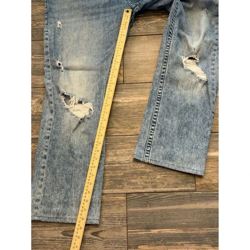 True‎ Religion Ricky Relaxed Straight Distressed Jeans Size 40x28.5 Western Logo
